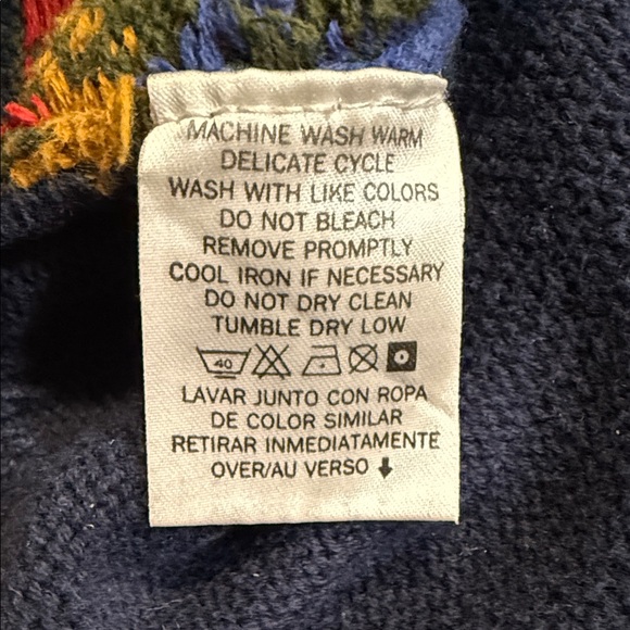 LIZ SPORT Vintage 90’s Medium Multicolor Patchwork Sweater Fair Isle 100% Cotton - Picture 7 of 8